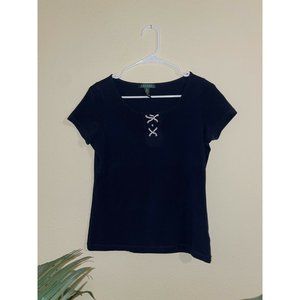 Womens Polo Ralph Lauren Dark Blue Tee Shirt Sz M